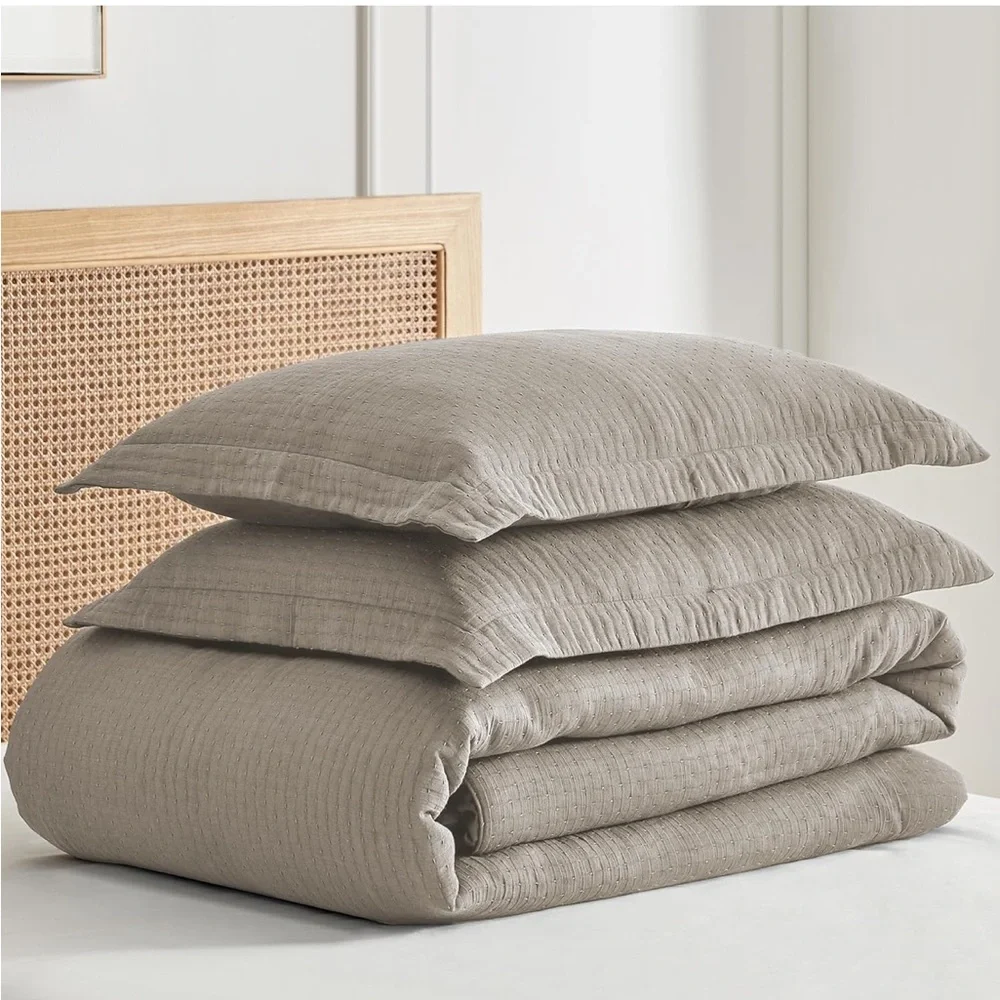 Levtex Home Reede Muslin Cream Duvet Cover Set with Shams King